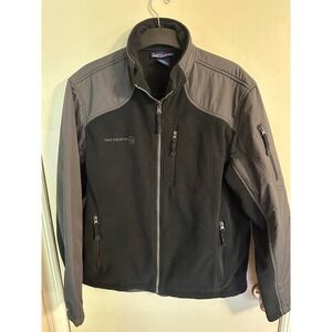 Free Country Mens Fleece Jacket Gray Black Full Zip Pockets Outdoor Active‎ L